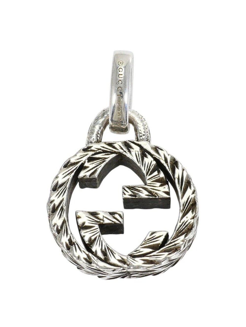 Gucci Interlocking G Arabesque 925 Sterling Silver Pendant Necklace